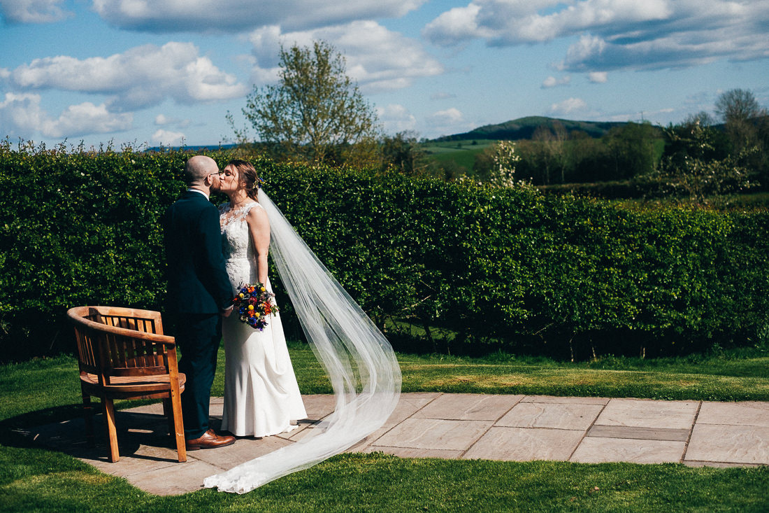 004 RELAXED BRIDE AND GROOM PORTRAIT JON AND LAURAS BARN AT BRYNICH BRECON BEACONS WEDDING PHOTOGRAPHY